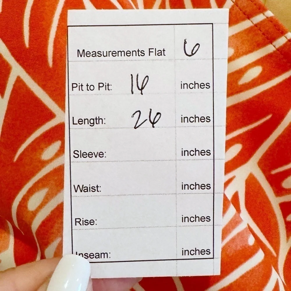 Lands' End Orange Coral Leaf pattern One Piece Swimwear Size 6